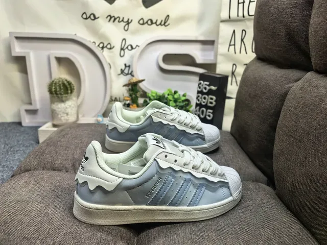 Adidas Superstar White Green Shell Toe Wavy Heel Overlay Lifestyle Sneakers 21
