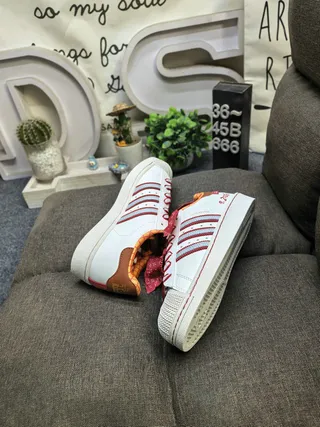 Adidas Superstar White Red Blue Orange Checkered Lifestyle Sneakers 6