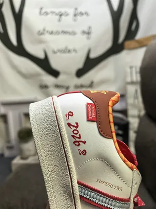 Adidas Superstar White Red Orange Brown Lifestyle Sneakers 3