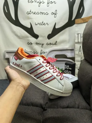 Adidas Superstar White Red Orange Brown Lifestyle Sneakers 5