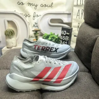 Adidas TERREX Zapatillas de running gris rojo con upper de malla y tres rayas