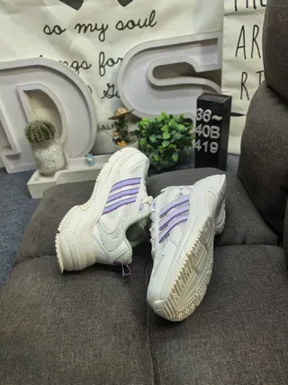 Adidas White Black Chunky Sole Three-Stripe Cage Lifestyle Sneakers 6