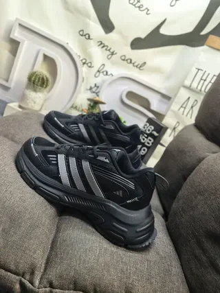 Adidas White Black Chunky Sole Three-Stripe Cage Lifestyle Sneakers 17