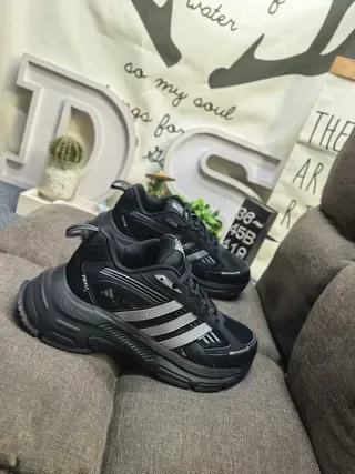 Adidas White Black Chunky Sole Three-Stripe Cage Lifestyle Sneakers 19