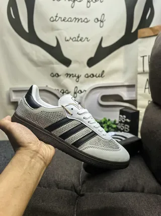 Adidas White Black Perforated Mesh Upper Three Stripes Lifestyle Sneakers 5