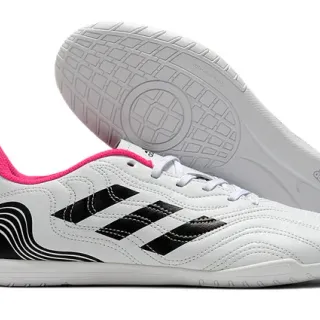 Adidas White Black Quilted Synthetic Upper Three Stripes Indoor Soccer Shoes