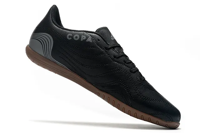 Adidas Tênis de futebol indoor branco e preto sintético acolchoado superior três listras 11