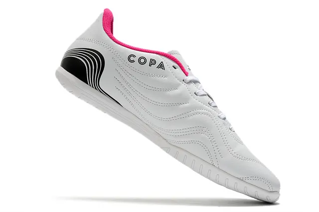 Adidas Tênis de futebol indoor branco e preto sintético acolchoado superior três listras 17