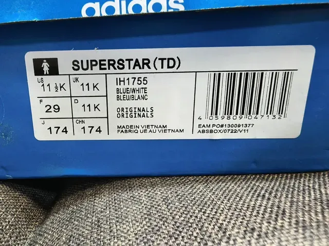 Adidas White Blue Laceless Velcro Strap Three-Stripe Side Panel Lifestyle Sneakers 2
