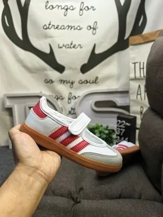Adidas White Blue Laceless Velcro Strap Three-Stripe Side Panel Lifestyle Sneakers 15