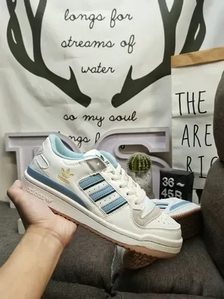 Adidas White Blue Low-Top Cupsole Lifestyle Sneakers 5