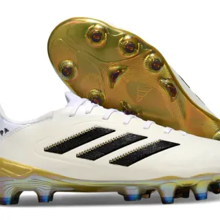Adidas White Gold Low-Cut Synthetic Upper Iridescent Sole Firm-Ground Soccer Shoes