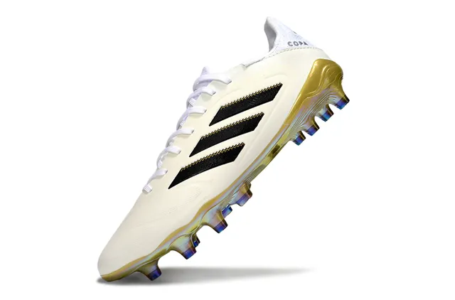 Adidas White Gold Low-Cut Synthetic Upper Iridescent Sole Firm-Ground Soccer Shoes 3