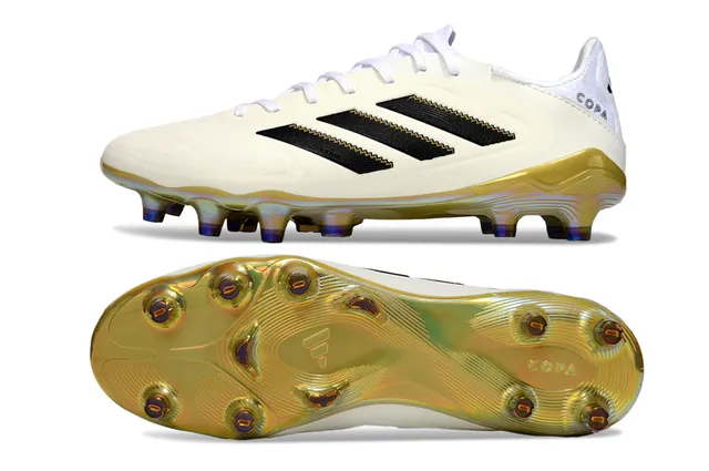 Adidas White Gold Low-Cut Synthetic Upper Iridescent Sole Firm-Ground Soccer Shoes 6