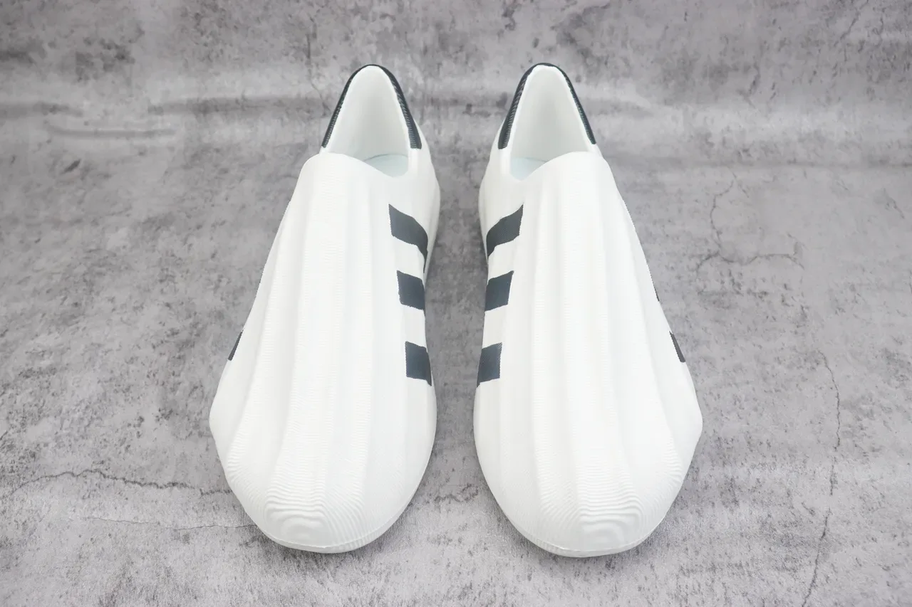 Adidas White Gray Laceless Slip-On Ribbed Textile Upper Sneakers 2