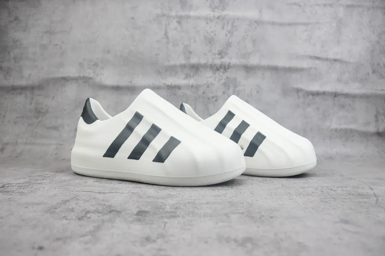 Adidas White Gray Laceless Slip-On Ribbed Textile Upper Sneakers 3