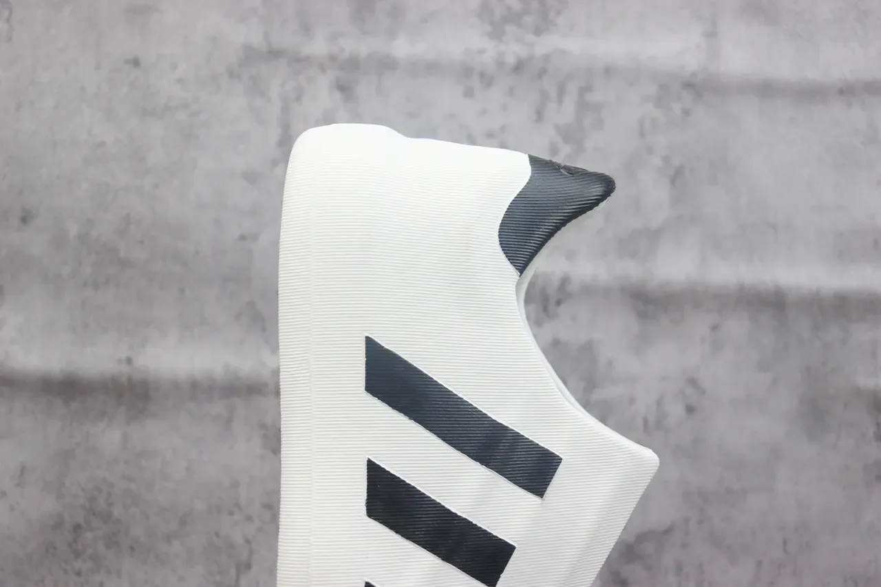 Adidas White Gray Laceless Slip-On Ribbed Textile Upper Sneakers 5