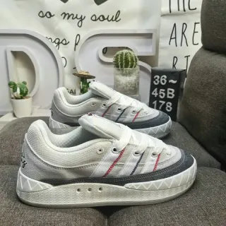 Adidas White Gray Low-Top Lace-Up Mesh And Synthetic Upper Lifestyle Sneakers