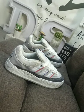 Adidas White Gray Low-Top Lace-Up Mesh And Synthetic Upper Lifestyle Sneakers 9
