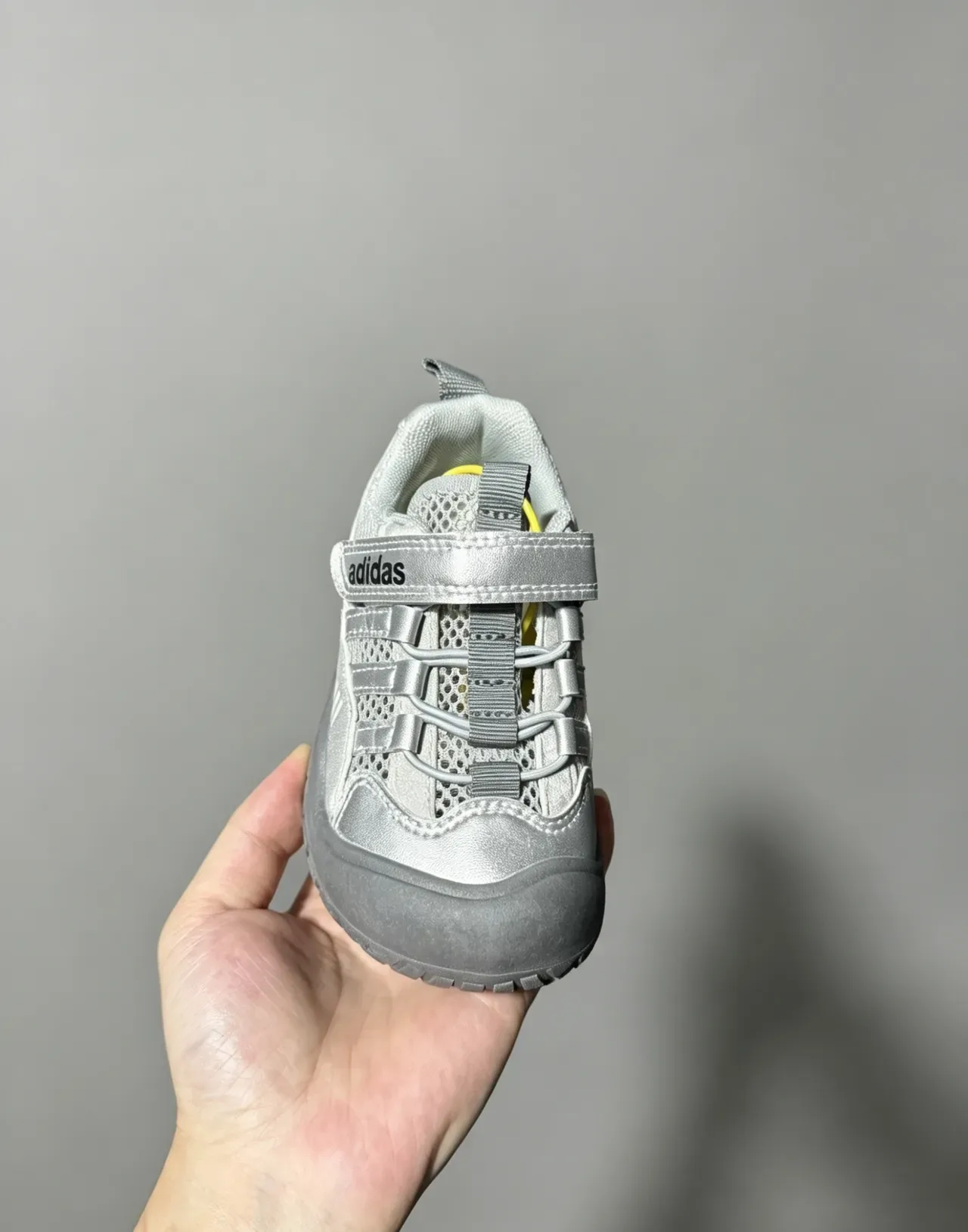 Adidas White Gray Velcro Strap Closure Mesh-and-Synthetic Upper Lifestyle Sneakers 7