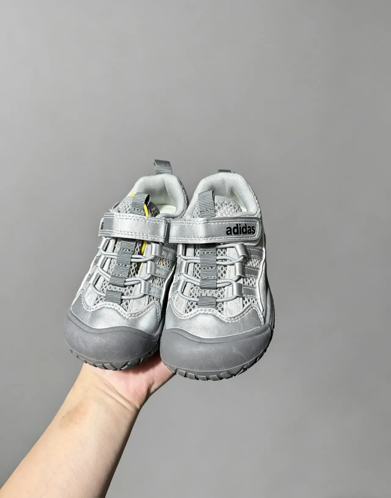 Adidas White Gray Velcro Strap Closure Mesh-and-Synthetic Upper Lifestyle Sneakers 10