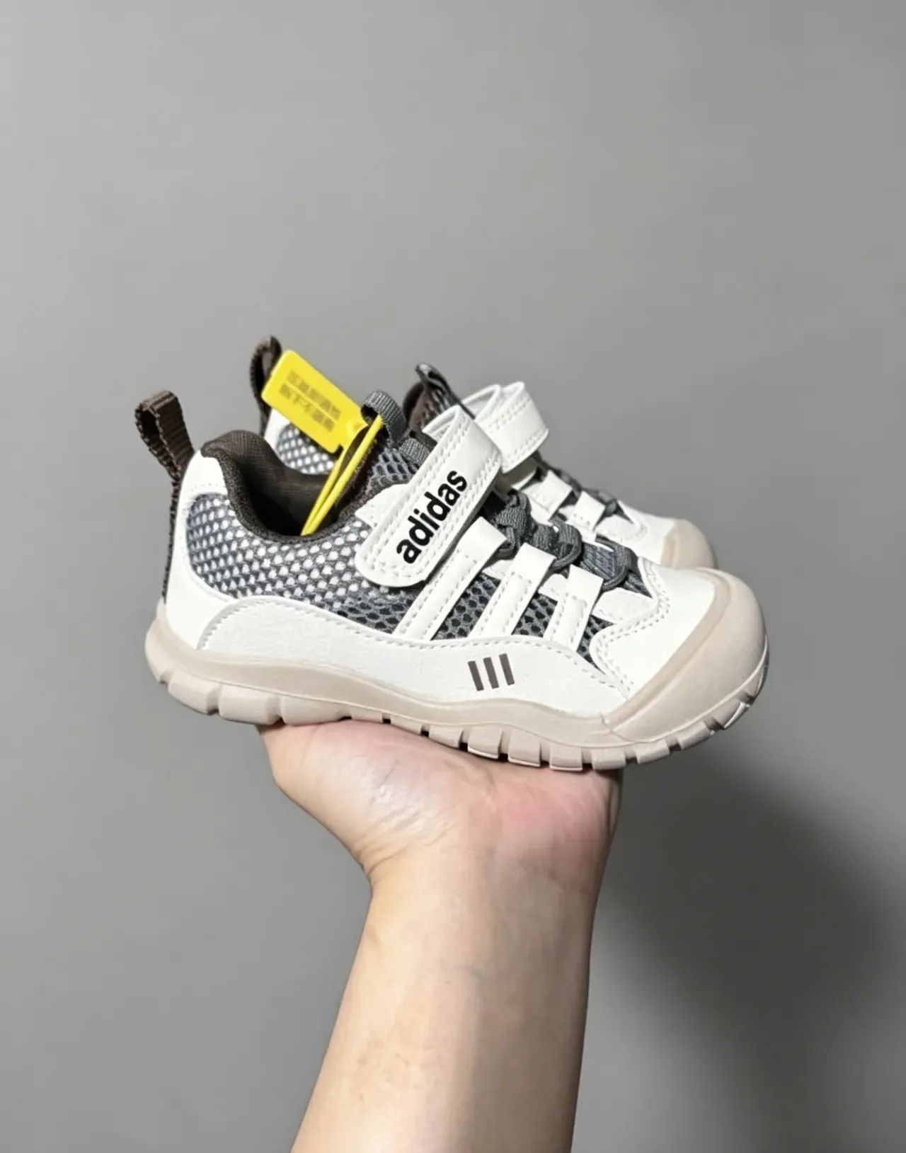 Adidas White Gray Velcro Strap Closure Mesh-and-Synthetic Upper Lifestyle Sneakers 12