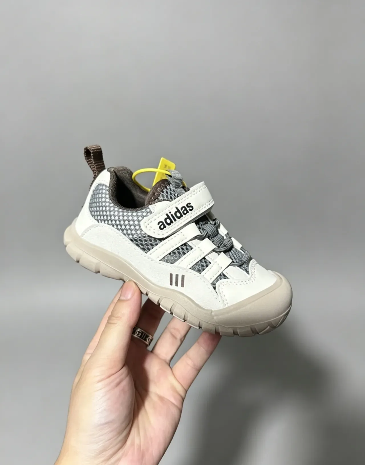 Adidas White Gray Velcro Strap Closure Mesh-and-Synthetic Upper Lifestyle Sneakers 14