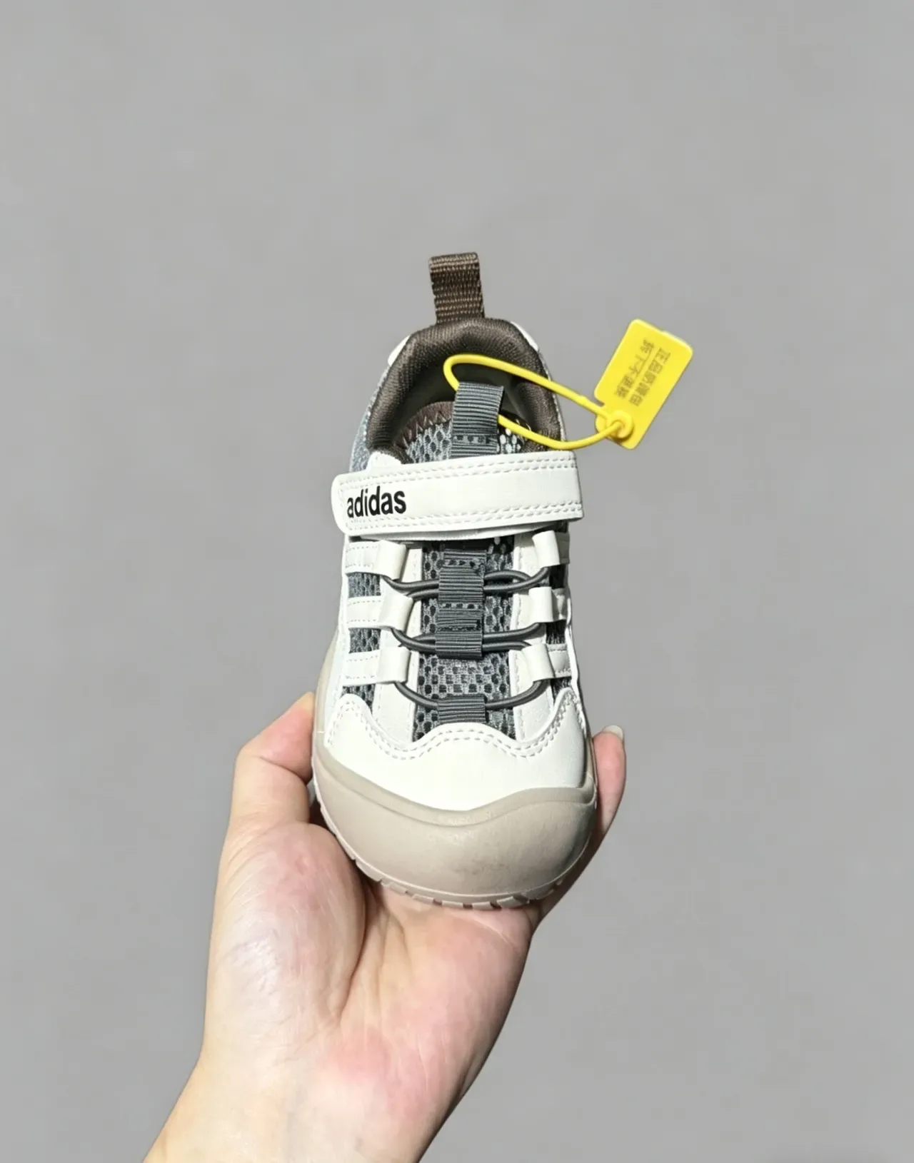 Adidas White Gray Velcro Strap Closure Mesh-and-Synthetic Upper Lifestyle Sneakers 17