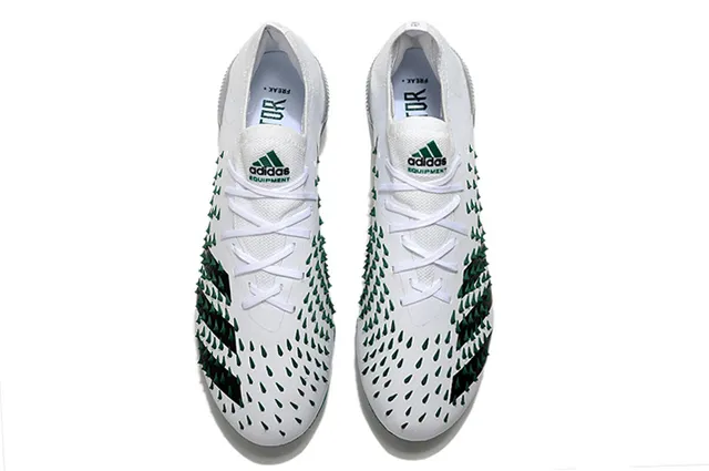 Adidas White Green Knit Upper Conical Forefoot Spikes Firm-Ground Soccer Shoes 2