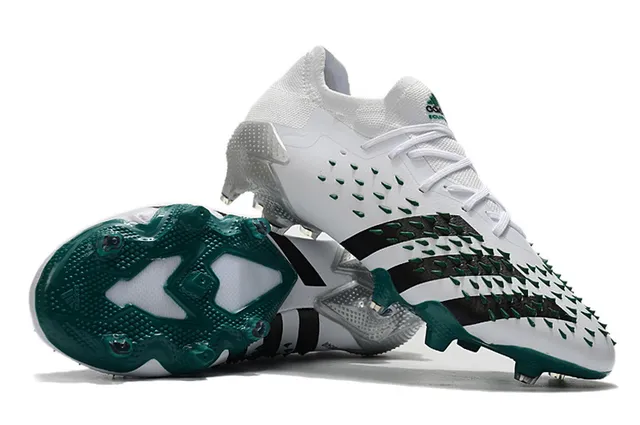 Adidas White Green Knit Upper Conical Forefoot Spikes Firm-Ground Soccer Shoes 3