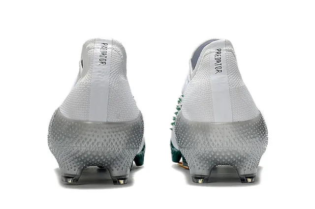 Adidas White Green Knit Upper Conical Forefoot Spikes Firm-Ground Soccer Shoes 4