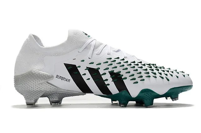 Adidas White Green Knit Upper Conical Forefoot Spikes Firm-Ground Soccer Shoes 7