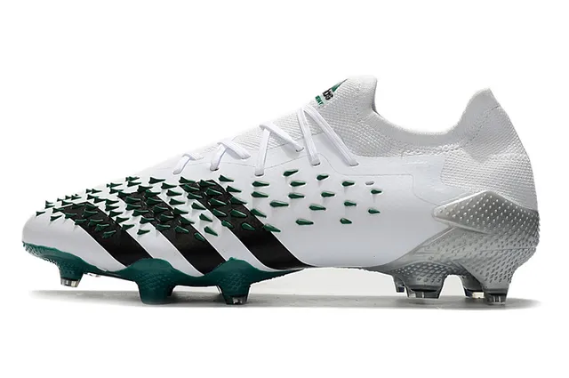 Adidas White Green Knit Upper Conical Forefoot Spikes Firm-Ground Soccer Shoes 8