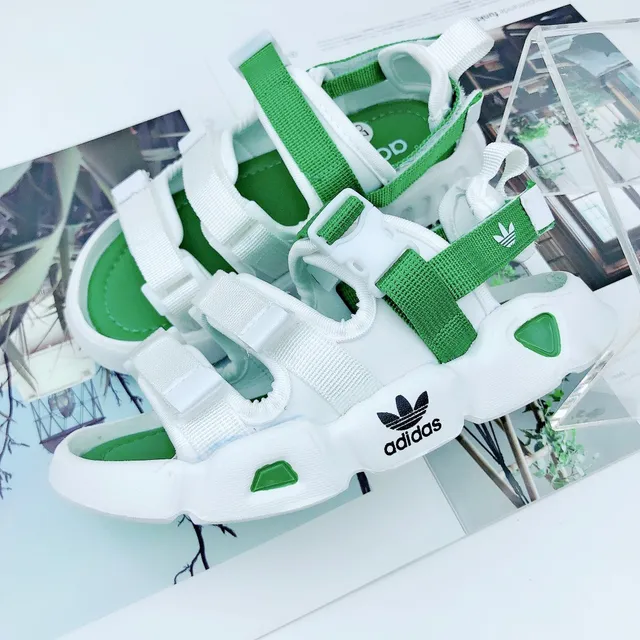 Adidas White Green Multi-Strap Casual Sandals 9