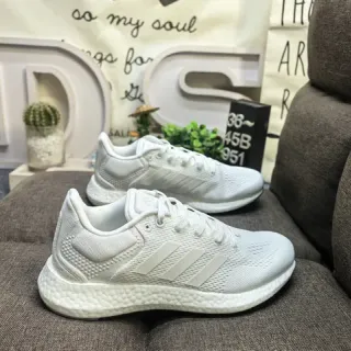 Adidas White Knit Mesh Upper Three-Stripe Side Panel Lifestyle Sneakers