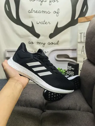 Adidas White Knit Mesh Upper Three-Stripe Side Panel Lifestyle Sneakers 15