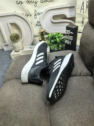 Adidas White Knit Mesh Upper Three-Stripe Side Panel Lifestyle Sneakers 16