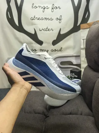 Adidas White Navy Knit Upper Sculpted Midsole Lifestyle Sneakers 5