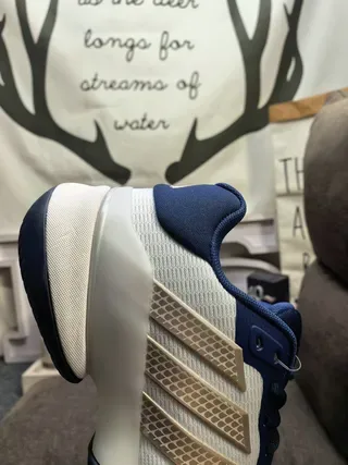 Adidas White Navy Mesh Upper Three Striped Overlays Lifestyle Sneakers 3
