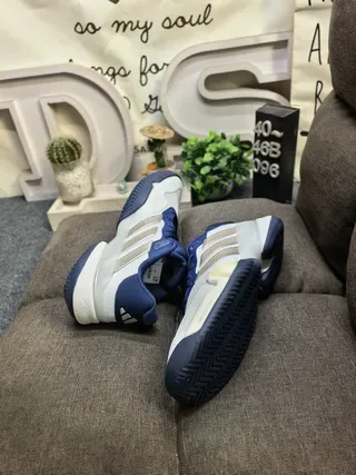 Adidas White Navy Mesh Upper Three Striped Overlays Lifestyle Sneakers 6