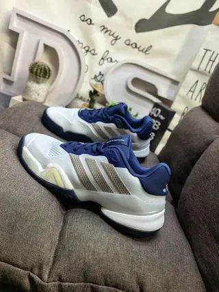 Adidas White Navy Mesh Upper Three Striped Overlays Lifestyle Sneakers 7