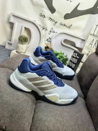 Adidas White Navy Mesh Upper Three Striped Overlays Lifestyle Sneakers 9