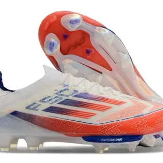 Adidas White Orange Low-Cut Synthetic Boot Textured Forefoot Grip Firm-Ground Soccer Shoes