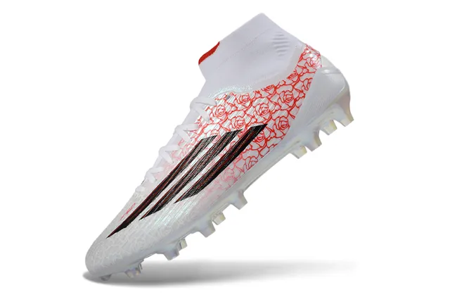 Adidas White Red High-Cut Sock-Fit Collar Synthetic Upper Firm-Ground Soccer Shoes 3