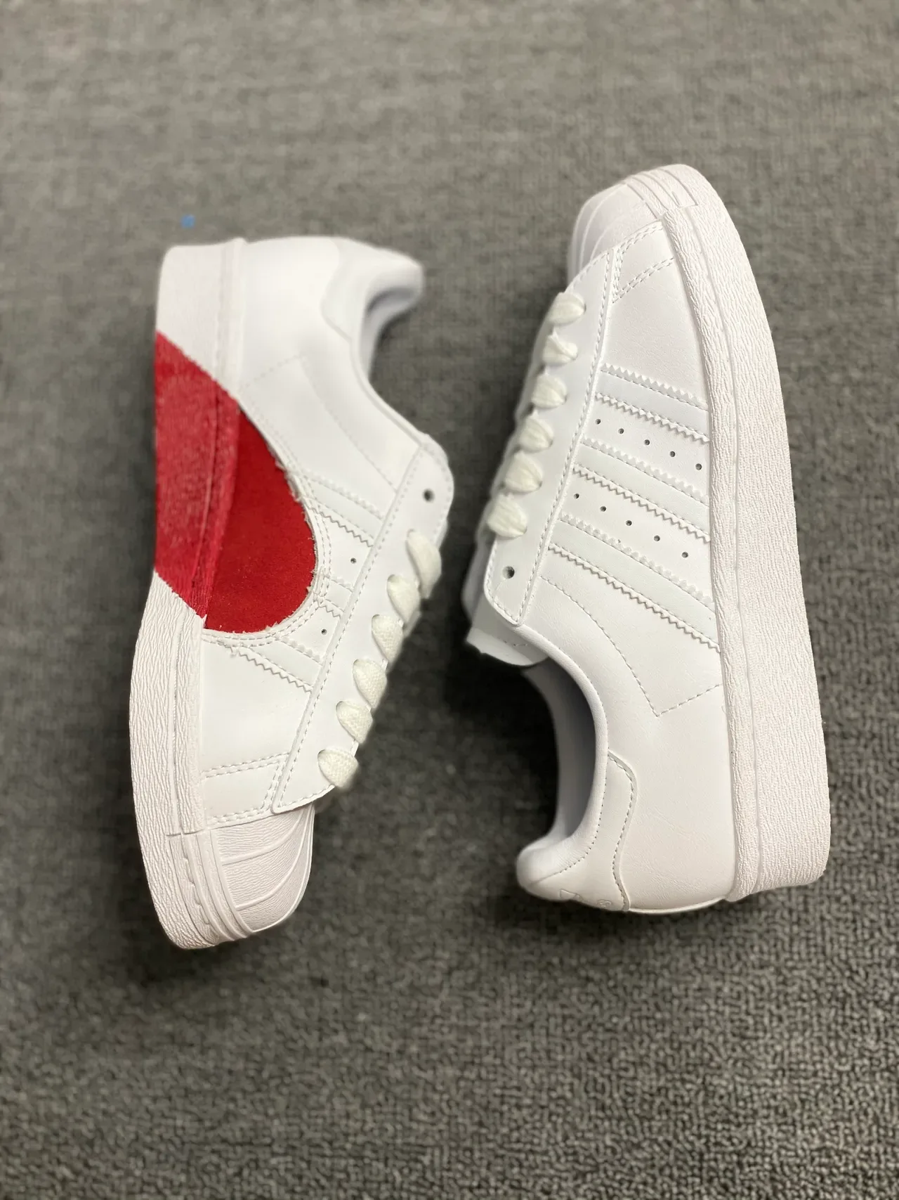 Adidas White Red Shell-Toe Three-Stripe Panel Lifestyle Sneakers 8