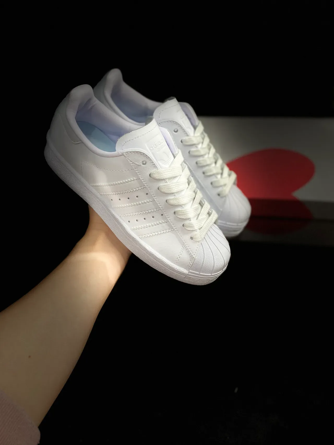 Adidas White Red Shell-Toe Three-Stripe Panel Lifestyle Sneakers 10