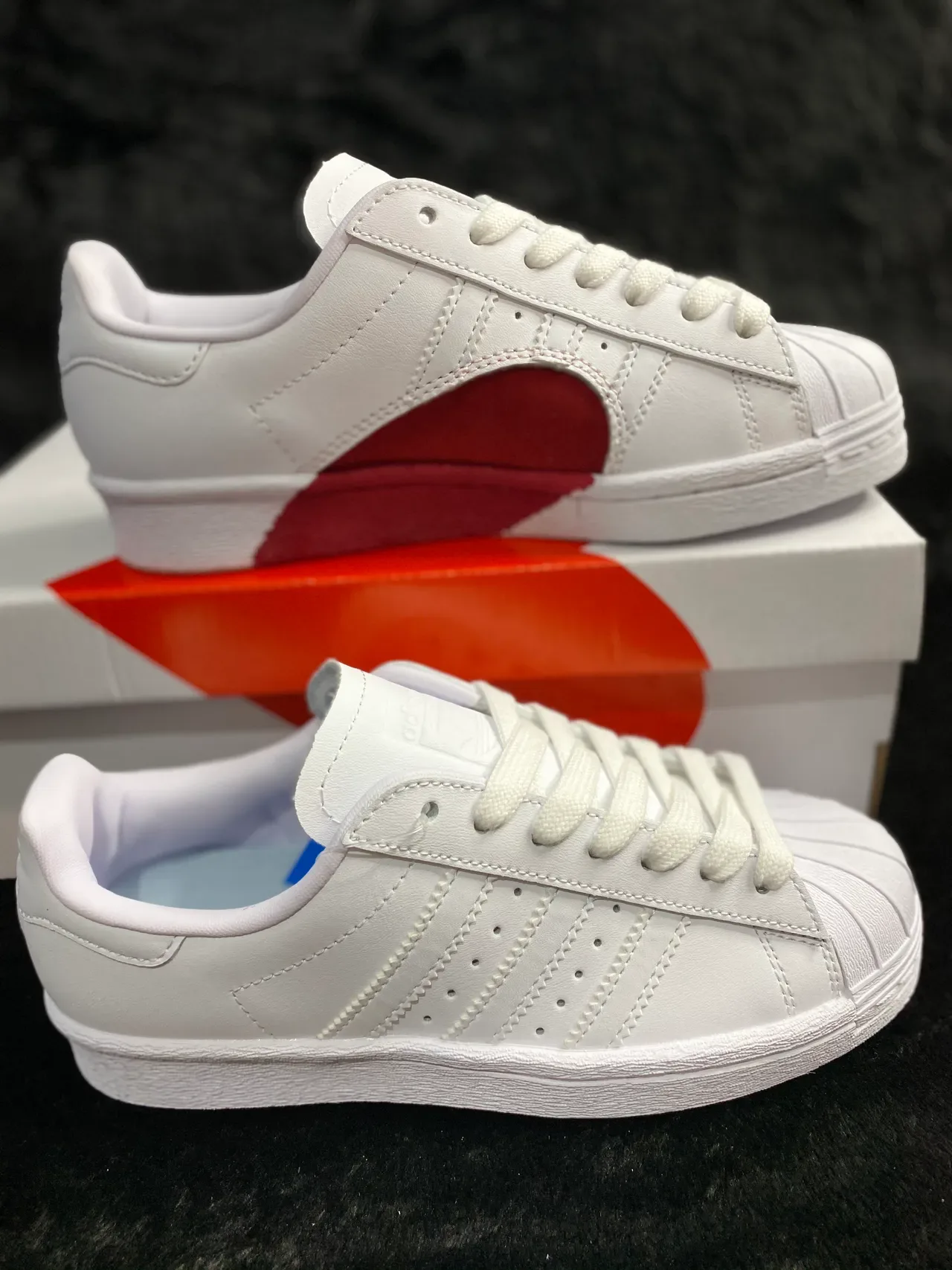 Adidas White Red Shell-Toe Three-Stripe Panel Lifestyle Sneakers 15