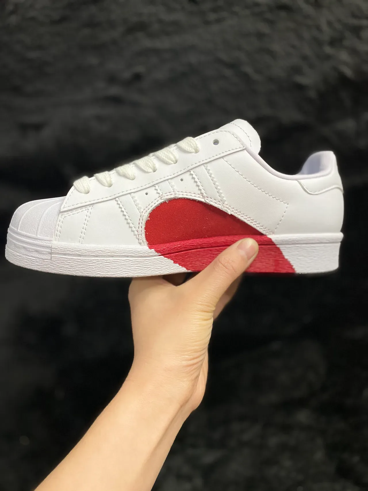 Adidas White Red Shell-Toe Three-Stripe Panel Lifestyle Sneakers 18