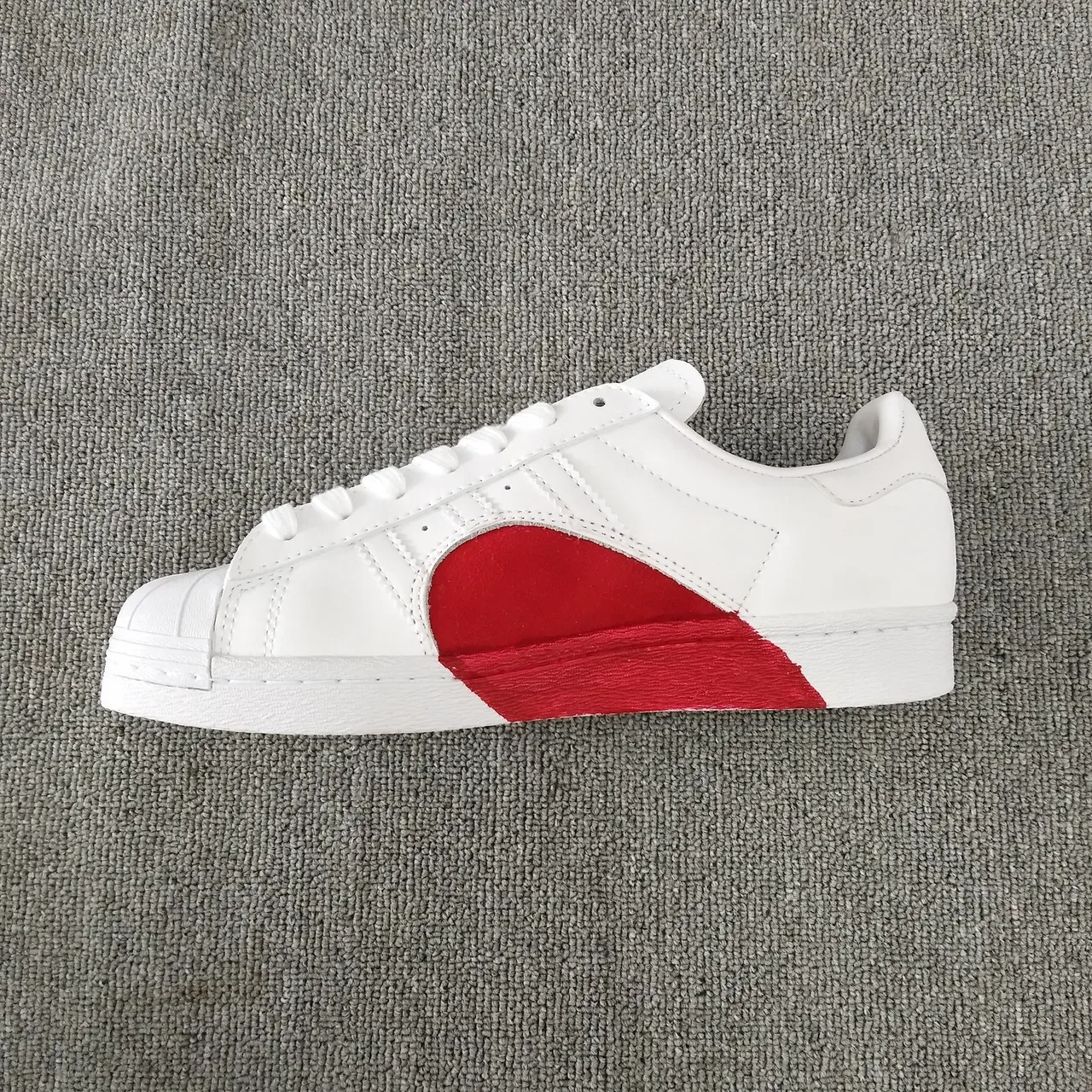 Adidas White Red Shell-Toe Three-Stripe Panel Lifestyle Sneakers 20