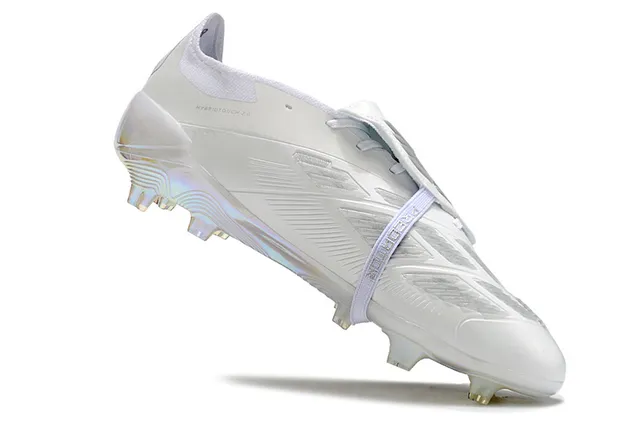 Adidas White Silver Upper Metallic Stripes Firm-Ground Soccer Shoes 2